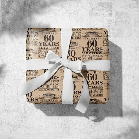 RUSPEPA Birthday Wrapping Paper Roll, Mini Roll, Black 18 Years Design Kraft Gift Wrap Paper Great for Birthday, Party, Holiday, 17 inches x 16.4 feet, 18th Birthday in Saudi Arabia