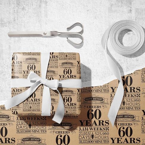 RUSPEPA Birthday Wrapping Paper Roll, Mini Roll, Black 18 Years Design Kraft Gift Wrap Paper Great for Birthday, Party, Holiday, 17 inches x 16.4 feet, 18th Birthday in Saudi Arabia