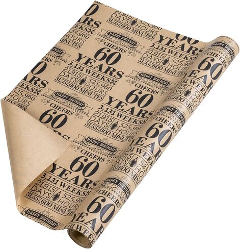 RUSPEPA Birthday Wrapping Paper Roll, Mini Roll, Black 18 Years Design Kraft Gift Wrap Paper Great for Birthday, Party, Holiday, 17 inches x 16.4 feet, 18th Birthday in Saudi Arabia