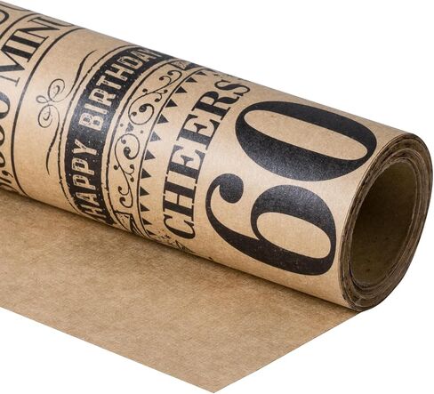 RUSPEPA Birthday Wrapping Paper Roll, Mini Roll, Black 18 Years Design Kraft Gift Wrap Paper Great for Birthday, Party, Holiday, 17 inches x 16.4 feet, 18th Birthday in Saudi Arabia