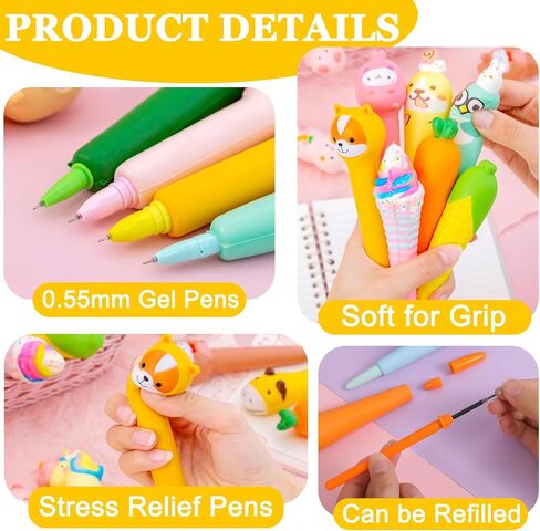 Kawaii Pens Cute Fun Squishy Gel Ink Pens for Girls Stationary Cool Pens Gifts for Tweens Girls Christmas Stocking Fillers Party Favor 8 Pcs in Saudi Arabia