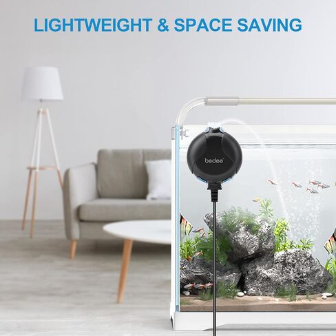 مضخة هواء معلقة لحوض السمك: مضخة هواء صامتة لخزان الأسماك، توفير الطاقة العالية، ملحقات حوض السمك خفيفة الوزن لخزان الأسماك مع صمام فحص حجر الهواء 1-15 جالون فقاعات خزان الأسماك 1 وات in Kuwait