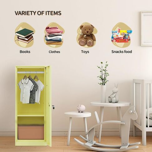 1 Door Metal Vertical Storage Locker for Kids Bedroom, Children Room, School, Office, Home,Stackable Steel Storage Cabinet for Toys, Sports Equipment,Anti-Falling Device.(Black, 1D) in Saudi Arabia