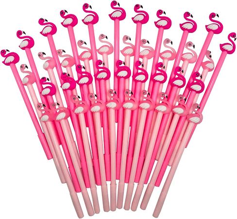 40 Pcs Cute Flamingo Gel Ink Pens - 0.5 mm Black Ink, Fun Kawaii Animal Pens for Kids, School, Office, Home Supplies & Party Favors in Saudi Arabia