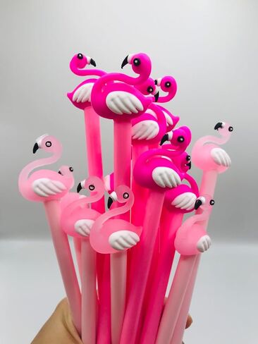 40 Pcs Cute Flamingo Gel Ink Pens - 0.5 mm Black Ink, Fun Kawaii Animal Pens for Kids, School, Office, Home Supplies & Party Favors in Saudi Arabia