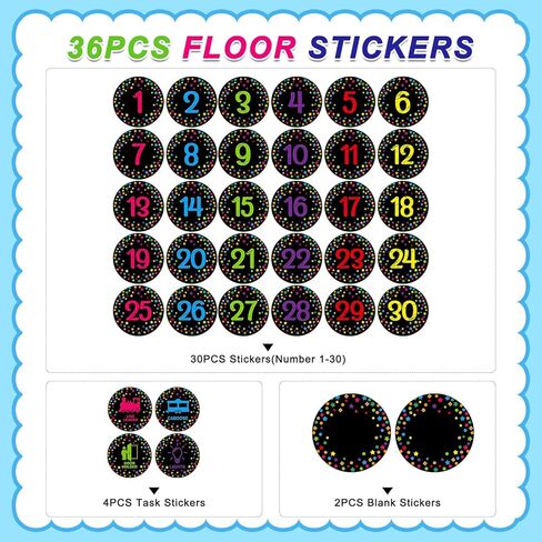 FaCraft Confetti Number Spot Markers Stickers Line Up Spots for Classroom Floor Classroom Line-up Stickers Number Spot Stickers Markers for Teacher Kindergarten Preschool Elementary Classroom Decor in Saudi Arabia