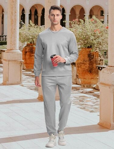 TBMPOY رجل رياضية 2 قطعة مجموعة Sweatsuits كم طويل بلايز بنطال رياضي المسار بذلات رياضية ملابس رياضية غير رسمية أزرق ملكي M in Kuwait