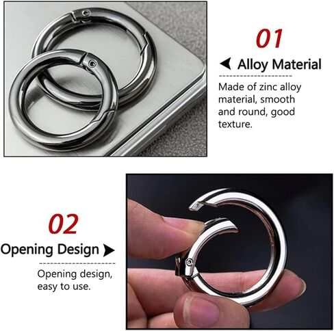 50 Pcs Spring O Rings, Zinc Alloy Round Carabiner Snap, Metal Spring Snap Clips Buckles for DIY Craft, Keyring in Saudi Arabia