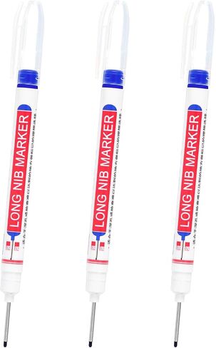 PATIKIL Deep Hole Marker Pens, 3Pcs Ink Waterproof Deep Reach Markers 22mm/0.87 Inch Long Nose Marker Scriber Pen for Woodworking Builders, Blue in Saudi Arabia
