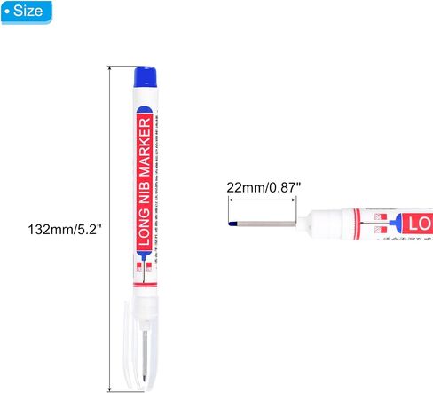PATIKIL Deep Hole Marker Pens, 3Pcs Ink Waterproof Deep Reach Markers 22mm/0.87 Inch Long Nose Marker Scriber Pen for Woodworking Builders, Blue in Saudi Arabia