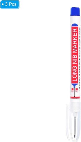 PATIKIL Deep Hole Marker Pens, 3Pcs Ink Waterproof Deep Reach Markers 22mm/0.87 Inch Long Nose Marker Scriber Pen for Woodworking Builders, Blue in Saudi Arabia
