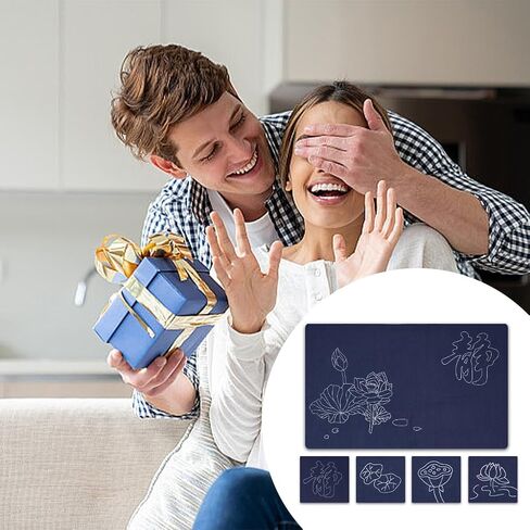 WEBEEDY 5 مجموعة ساشيكو كيت DIY التطريز الشاي حصيرة كوستر مجموعة الصينية موضوع اللوتس، 1PC كبير الشاي حصيرة 4PC التطريز كوستر القماش مع إبر الخياطة غرزة للكبار المبتدئين هدية، مستطيل in Saudi Arabia