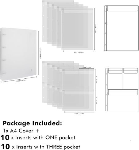 Briartw 1 A4 Die Storage Book Binder and 20 Inserts Set,Page Protectors Pockets Inserts with One and Three Pockets for Storage Craft Supplies,Cardstock,Sticker,Stamp,Cutting Dies,Stencil in Kuwait