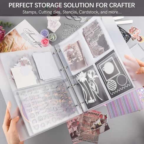 Briartw 1 A4 Die Storage Book Binder and 20 Inserts Set,Page Protectors Pockets Inserts with One and Three Pockets for Storage Craft Supplies,Cardstock,Sticker,Stamp,Cutting Dies,Stencil in Kuwait