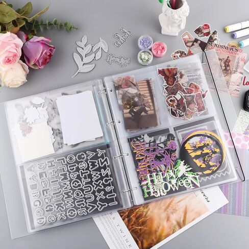 Briartw 1 A4 Die Storage Book Binder and 20 Inserts Set,Page Protectors Pockets Inserts with One and Three Pockets for Storage Craft Supplies,Cardstock,Sticker,Stamp,Cutting Dies,Stencil in Kuwait