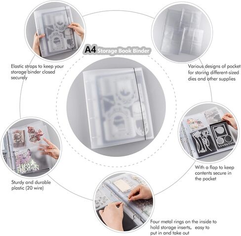 Briartw 1 A4 Die Storage Book Binder and 20 Inserts Set,Page Protectors Pockets Inserts with One and Three Pockets for Storage Craft Supplies,Cardstock,Sticker,Stamp,Cutting Dies,Stencil in Kuwait