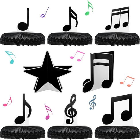 8 Pack Music Notes Honeycomb Centerpieces Music Party Table Toppers Honeycomb Centerpieces Musical Notes Party Table Decorations for Music Notes Theme Birthday Party Baby Shower Supplies in Saudi Arabia