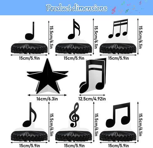 8 Pack Music Notes Honeycomb Centerpieces Music Party Table Toppers Honeycomb Centerpieces Musical Notes Party Table Decorations for Music Notes Theme Birthday Party Baby Shower Supplies in Saudi Arabia