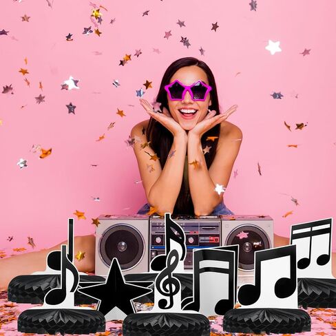 8 Pack Music Notes Honeycomb Centerpieces Music Party Table Toppers Honeycomb Centerpieces Musical Notes Party Table Decorations for Music Notes Theme Birthday Party Baby Shower Supplies in Saudi Arabia