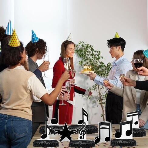 8 Pack Music Notes Honeycomb Centerpieces Music Party Table Toppers Honeycomb Centerpieces Musical Notes Party Table Decorations for Music Notes Theme Birthday Party Baby Shower Supplies in Saudi Arabia