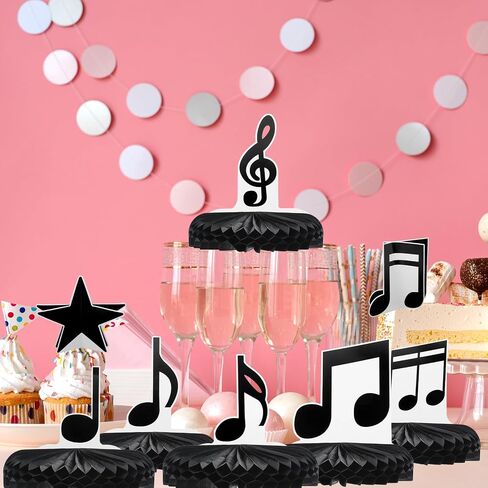 8 Pack Music Notes Honeycomb Centerpieces Music Party Table Toppers Honeycomb Centerpieces Musical Notes Party Table Decorations for Music Notes Theme Birthday Party Baby Shower Supplies in Saudi Arabia
