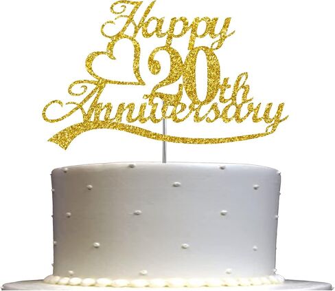 25th Anniversary Cake Topper Silver Glitter, 25 Wedding Anniversary Party Decoration Ideas, Premium Quality, Sturdy Doubled Sided Glitter, Acrylic Stick. Made in USA (25th Silver) in Saudi Arabia