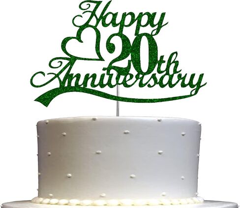 25th Anniversary Cake Topper Silver Glitter, 25 Wedding Anniversary Party Decoration Ideas, Premium Quality, Sturdy Doubled Sided Glitter, Acrylic Stick. Made in USA (25th Silver) in Saudi Arabia