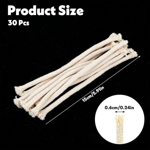 Yolev 15 PCS 1/4" Round Oil Lamp Wicks Cotton Braided Cotton Replacement Wick for Torches Alcohol Candle Burner Kerosene Lamp Oil Lantern in Saudi Arabia