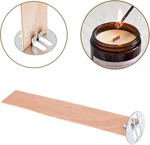 مشبك فتيل خشبي ZZLZX 80 قطعة قاعدة فتيل شمعة معدنية، علامات تبويب فتيل الشمعة للشموع in Kuwait