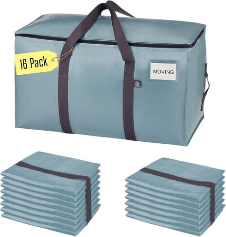 VENO 6 Pack Moving Bags & Large Christmas Storage Bins with lids for Decorations, Garland, Lights. Moving Boxes Packing Supplies for College Dorm. Extra Large Heavy Duty Totes (Light Blue, 6 Pack) in Kuwait
