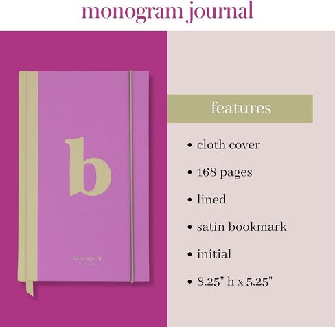 kate spade new york Just Mine Notebook Journal, Monogram Cloth Hardcover Journal, 8.25" x 5.25", Diary Includes 168 Lined Pages, (M) in Saudi Arabia