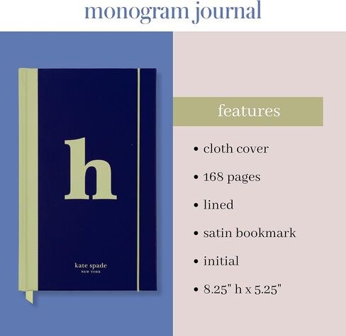 kate spade new york Just Mine Notebook Journal, Monogram Cloth Hardcover Journal, 8.25" x 5.25", Diary Includes 168 Lined Pages, (M) in Saudi Arabia