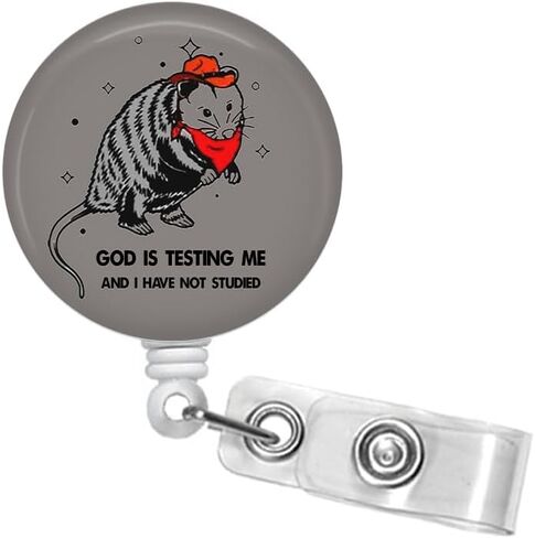 God is Testing Me, Possum Badge Reel, Weird Opossum Retractable Id Holder, Meme Badge Reel, Trash Panda Badge Holder for Nurses, #518 in Saudi Arabia