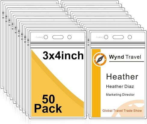 Fushing Pack of 50 Clear Plastic Vertical Badge Holders, Name Tag Holders, Card Holders (L) in Kuwait