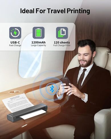 طابعات إيتاري المحمولة اللاسلكية للسفر - طابعة حرارية بدون حبر مع حافظة، تدعم حروف أمريكية مقاس 8.5 بوصة × 11 بوصة، طابعة بلوتوث محمولة متوافقة مع iOS، وهواتف Android والكمبيوتر المحمول in Saudi Arabia