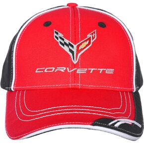 قبعة JH DESIGN GROUP للرجال بشعار Chevy Corvette C8 قابلة للتعديل باللونين الأحمر والأسود in Kuwait