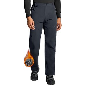 ISEEGZ Mens Snow Ski Hiking Pants Winter Fleece Lined Outdoor Waterproof Insulated Zipper Bottom Leg