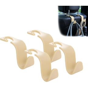 Amooca Car Seat Headrest Hook 4 Pack Hanger Storage Organizer Universal for Handbag Purse Coat Universal fit Vehicle Car Black with Buckle in Kuwait