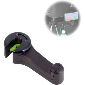 2 in 1 Car Headrest Hidden Hook with Phone Holder, 360° Rotation Organizer Back Seat Hook for Bag Purse Cloth Grocery (Black-1 Pack).