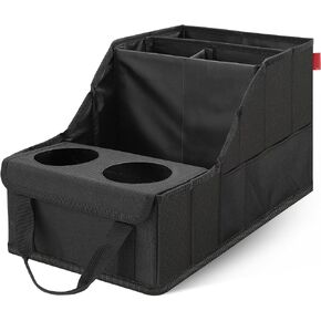 YOOFAN Car Seat Organizer with Cup Holder, for Passenger Seat Front Seat Backseat, Car Storage Organizer with 9 Compartments for Travel Kids