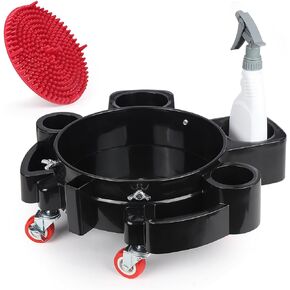 LCGP Bucket Dolly 5 Gallon Car Wash Professional Detailing Bucket Dolly with Heavy Duty Wheel Casters, Black