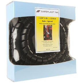 Caplugs SPPC Series – Safeplast Safe-Spiral Pre-Cut Spiral Wrap, Hose & Cable Protector, Black HD-PE, 1.5" OD x Six 12' Pre-Cut Lengths (Total Length 84'), Hydraulic & Pneumatic Hoses (40PC14BK)