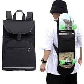 Skateboard Backpack Bag, Foldable Carrier Travel Skateboard Bag Regular Skateboard Longboard Bag Adjustable Shoulder Straps for Electric Skateboard Universal Street Trend Girls and Boys