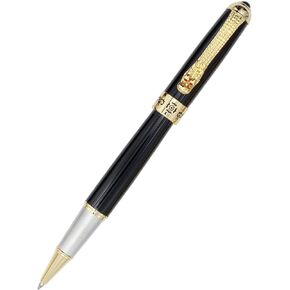 Gullor Liquid Ink Roller Ball Pen with Golden Dragon Clip, Refillable Pen, Executive Smooth Writing Pens for Men & Women, Red