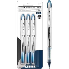 Uniball Vision Elite BLX Rollerball Pens, Assorted Pens Pack of 5, Bold Pens with 0.8mm Ink, Ink Black Pen, Pens Fine Point Smooth Writing Pens, Bulk Pens, and Office Supplies