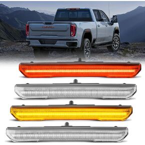 4PCS Amber Fender LED Side Marker Light for 2020-2022 Chevy Sierra 2500HD 3500HD Pickup Truck Fender Turn Signal Indicator Light Replace OEM Side Marker lamp Clear Lens