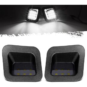 Partsam Full Led License Plate Lights Lamp Assembly Smoke Black Housing Compatible with Dodge Ram 1500 2500 3500 2003-2018 Pickup Truck Rear Step Bumper Replacement, Pack of 2