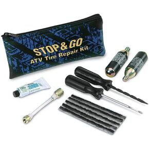 Stop & Go 8065 12 Piece Tubeless Tire Repair Kit with Rope Plugs and CO2 Inflation for Punctures and Flats on ATV, Golf Cart, Mower, & Utility Vehicle (5 Plugs)