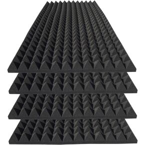 KTOESHEO 2 Pack Pyramid Sound Proof Foam Panels,48x24x2 Inch Acoustic Foam Panel for Wall,High Density Soundproof Wall Panels,Fireproof Cancelling Foam Studio Foam Panel Reducing Noise & Echo (Black)
