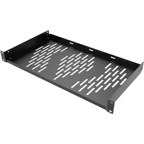 Beiyier 1U Universal Rack Shelf, 10" Deep Vented Cantilever Tray, for 19" Network Equipment Rack & Cabinet (1PCS, Black)